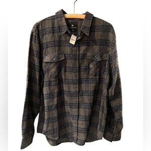 Mens Flannel Shirt ShoutHouse Button Up Long Sleeve Grey Plaid NWT Tilly’s Sz XL